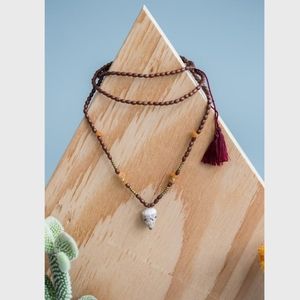 Boho shell necklace with orange quartz. EUC.